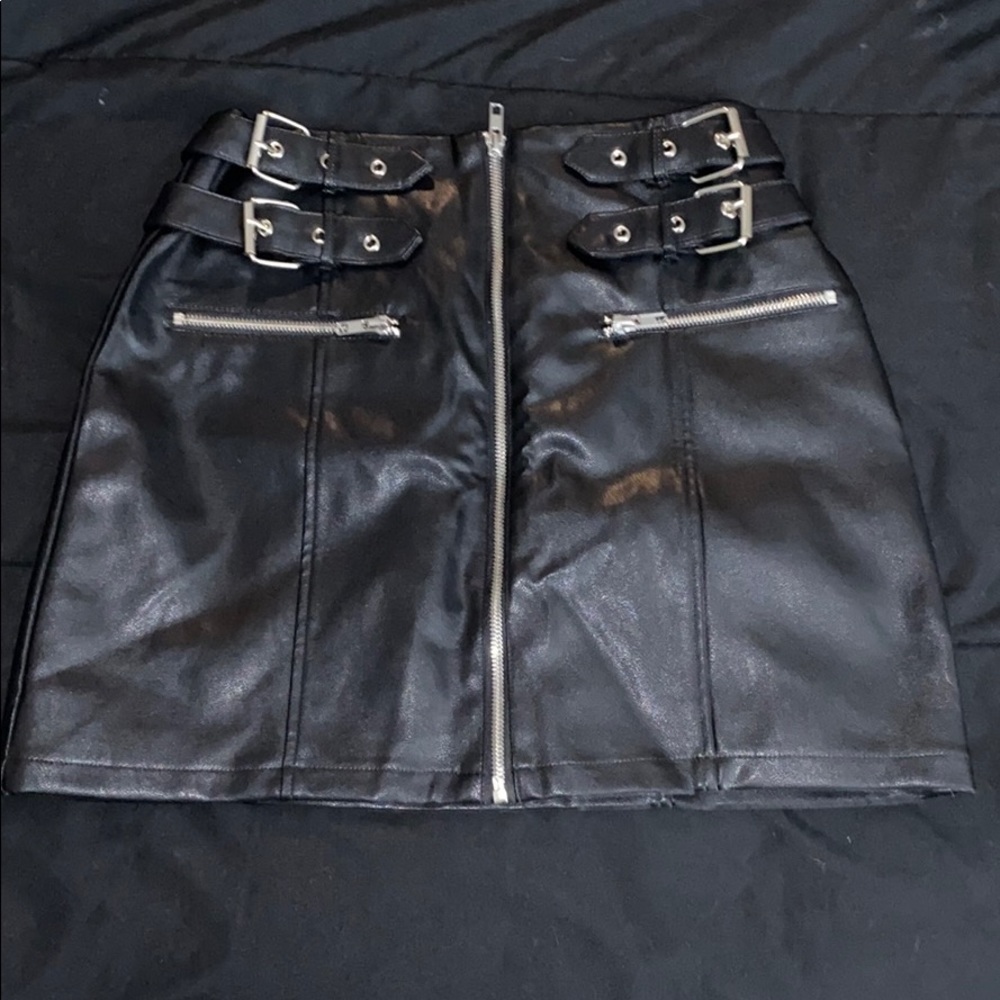 Leather Zip Up Skirt
